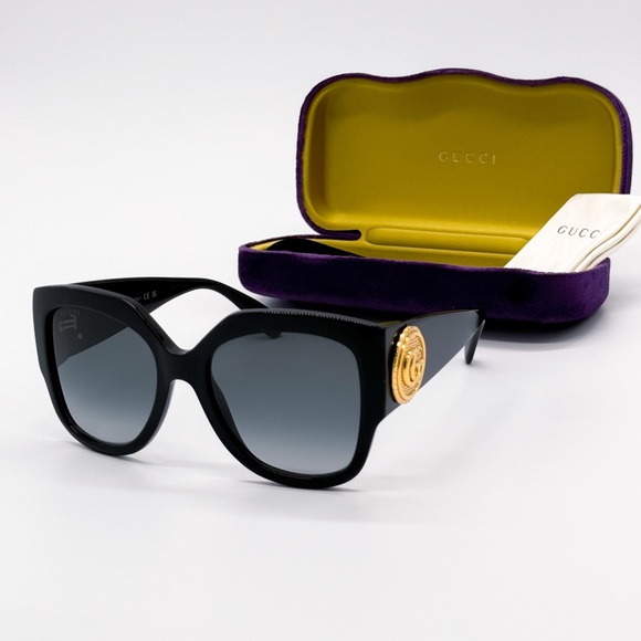 NEW GUCCI GG1407S 001 BLACK GREY WOMEN OVERSIZED SUNGLASSES GUCCI - Picture 3 of 15